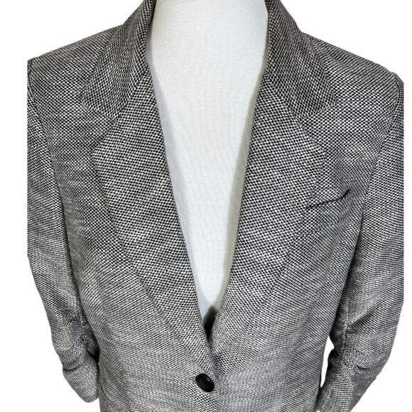 Peace of Cloth Panticular Tweed Menswear Blazer Jacket w Ruched Sleeve Size 12 - Picture 2 of 10